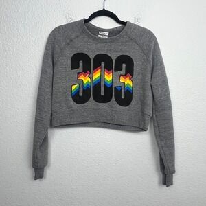 Where I'm From Cropped Sweatshirt Womens XS Heather Gray Fleece Lined Graphic